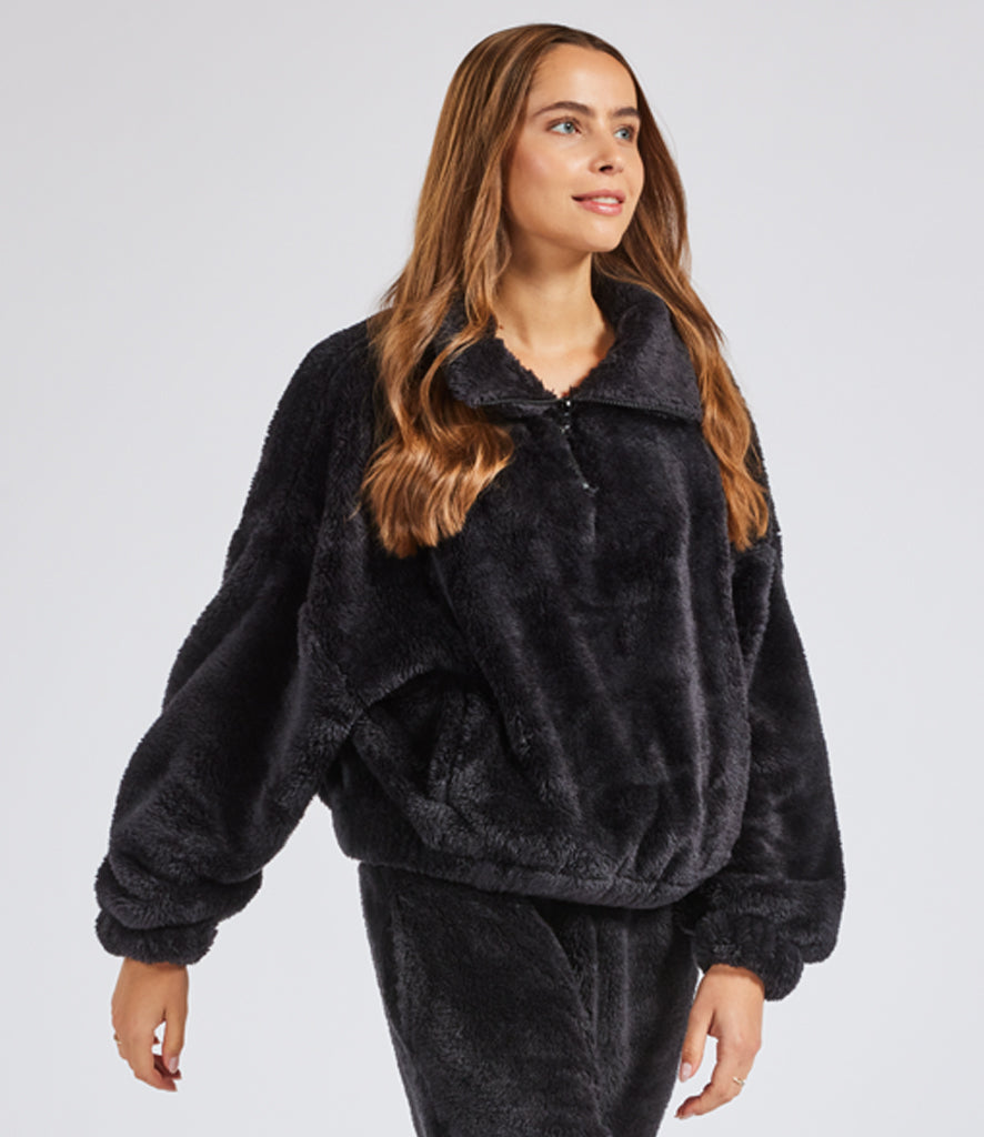 Ladies Fluffy Teddy Fleece 1/4 Zip – Super Soft & Cosy