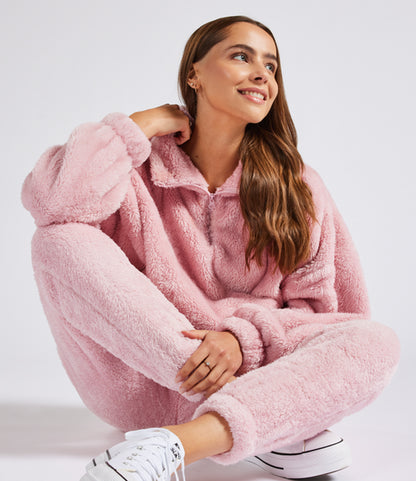Ladies Fluffy Teddy Fleece 1/4 Zip – Super Soft & Cosy